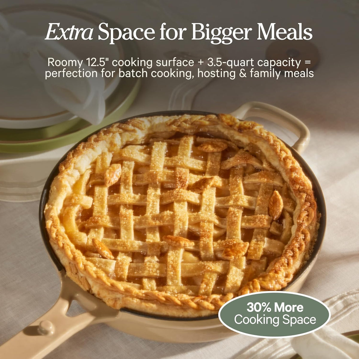 Our Place Large Always Pan 2.0-12.5” (4 Qt) Nonstick, Toxin-Free Ceramic Cookware | Patented 10-in-1 Aluminum Frying & Sauté Pan | Safe for Oven, Induction & All Cooktops up to 450°F | Steam