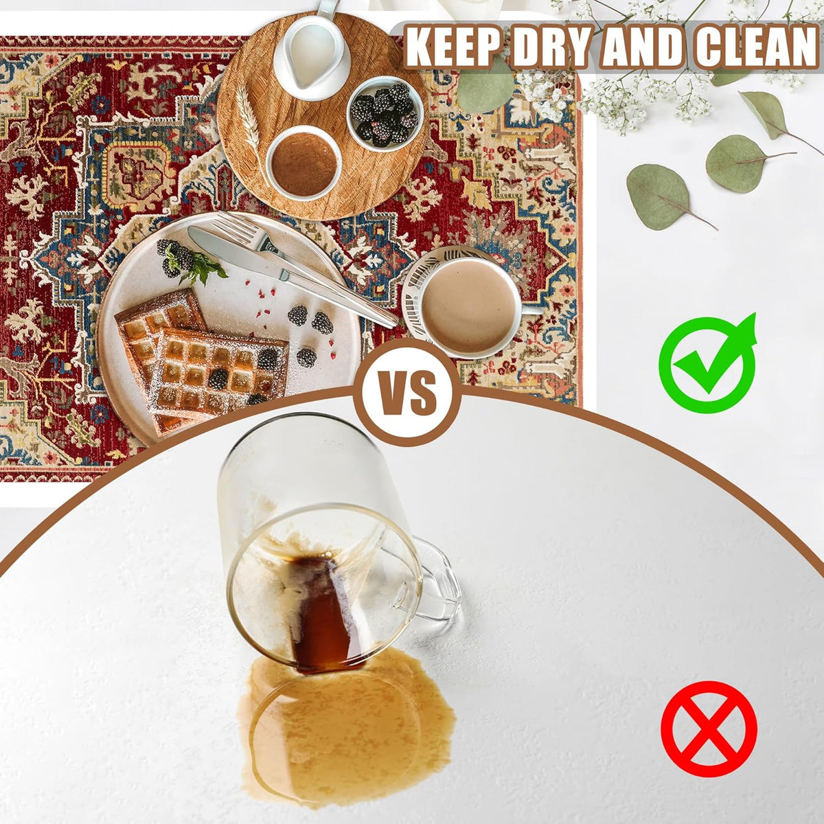 Boho Dish Drying Mat Persian Tribal Coffee Bar Mat for Countertop Absorbent Rubber Backed Hide Stain Dish Drainer Rack Pad Espresso Machine Coffee Pot Dining Room Decoration 15.7 x 23.6 Inch