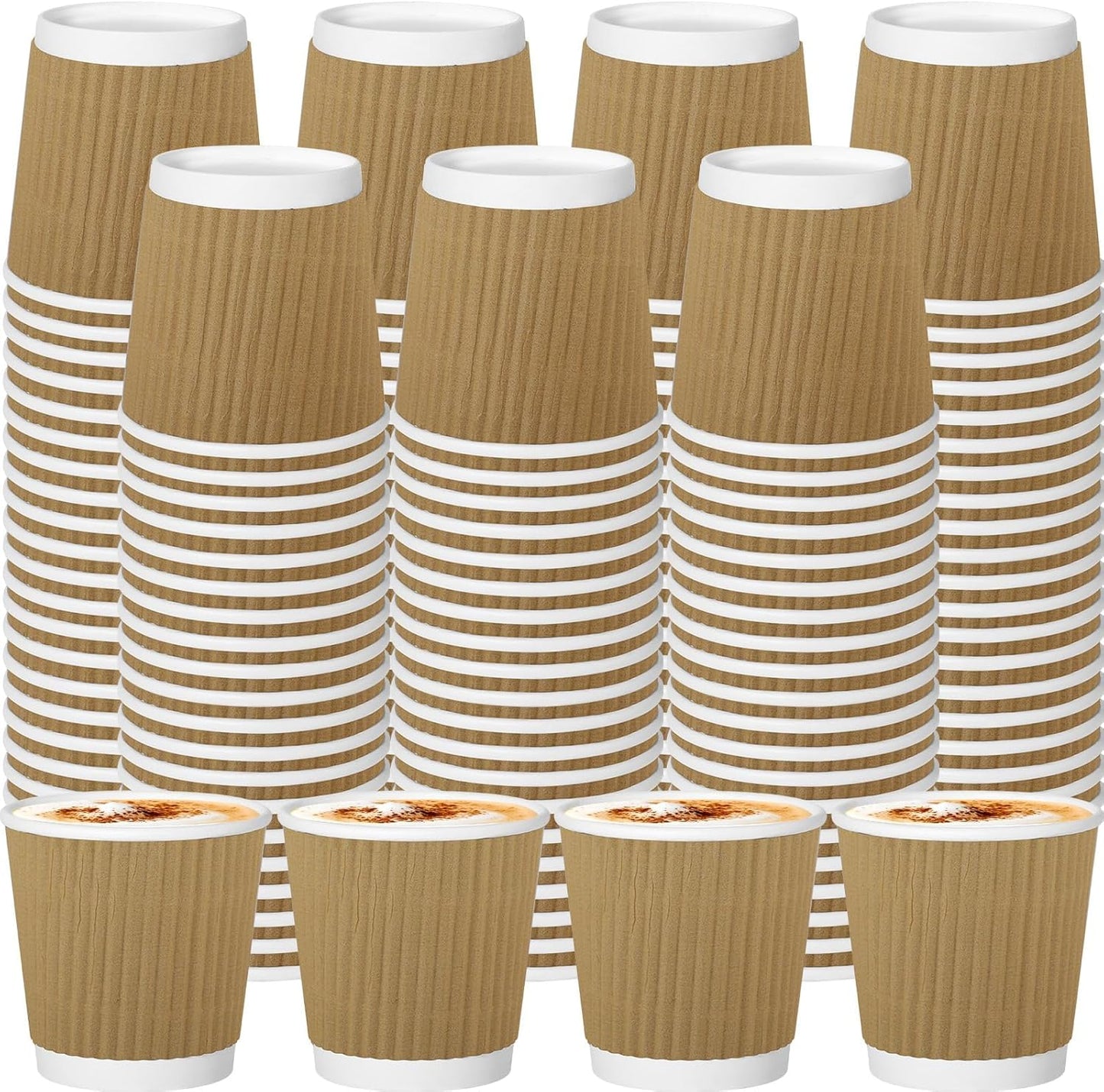 120 Pack Paper Espresso Coffee Cups, 4 oz Disposable Coffee Cups,Corrugated Insulated Ripple Wall, P