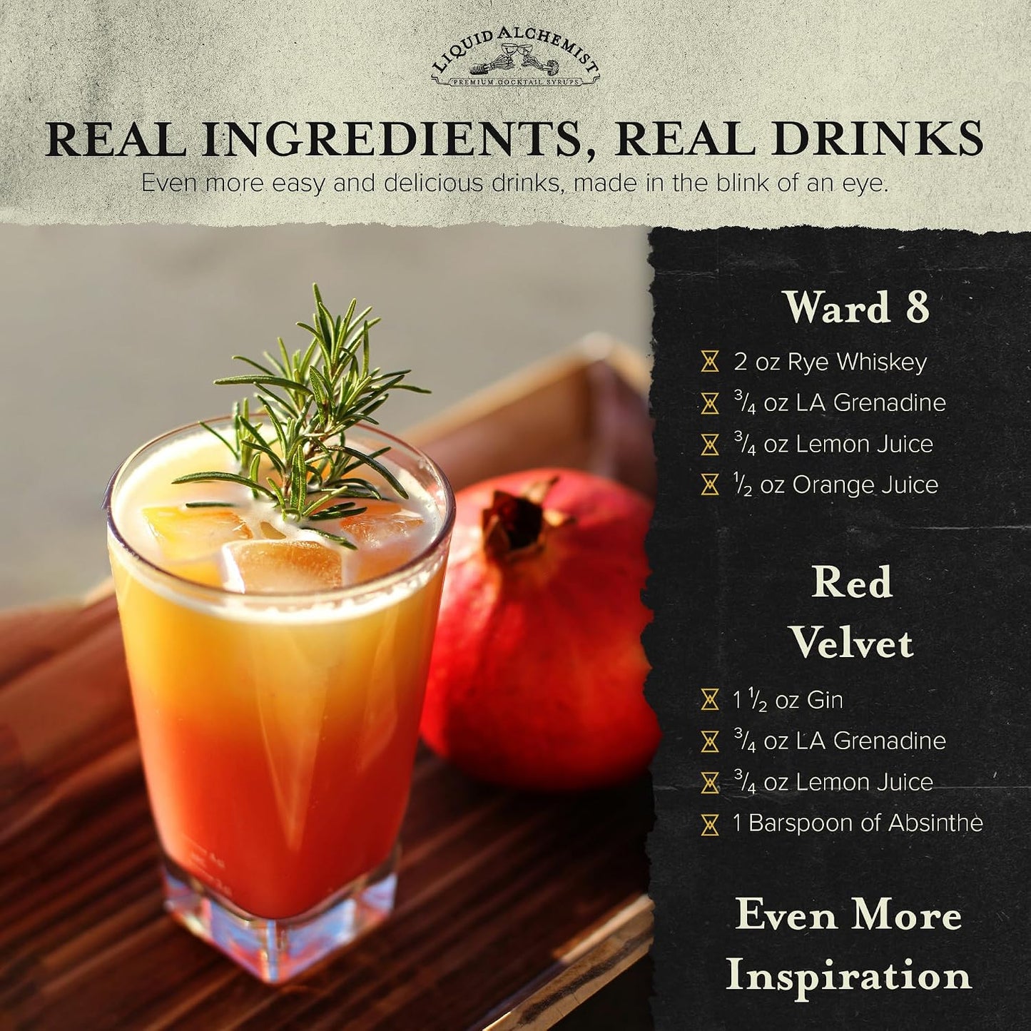 Liquid Alchemist Grenadine Syrup for Cocktails | Real Ingredients Make our Pomegranate Syrup for Drinks the Perfect Shirley Temple Mix | Small Batch, Non-GMO &amp; Vegan | 12.7 oz Drink Mixer, Pack of 1