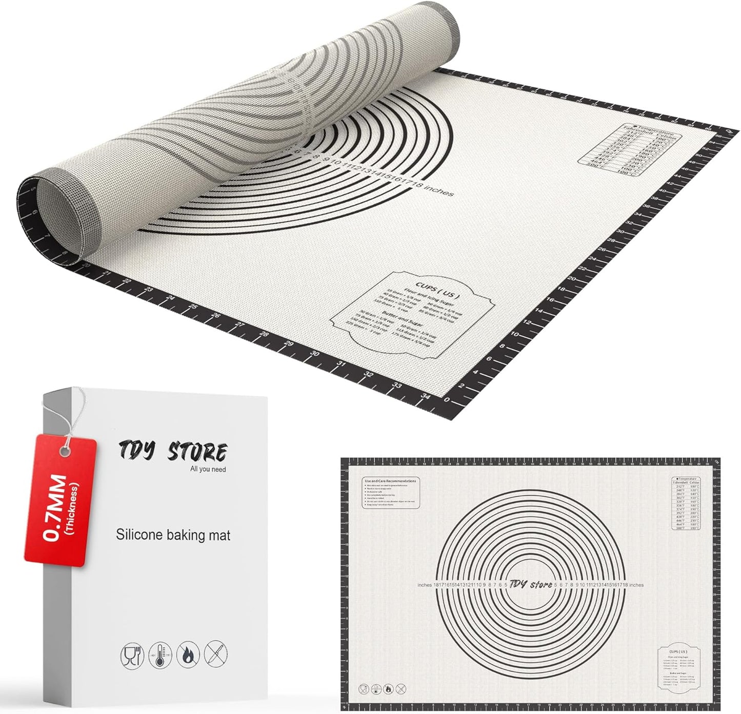 28 * 20 inches black, Non-Slip Silicone Baking Sheets - Baking Mat with 0.7mm Thickness - Non-Stick 
