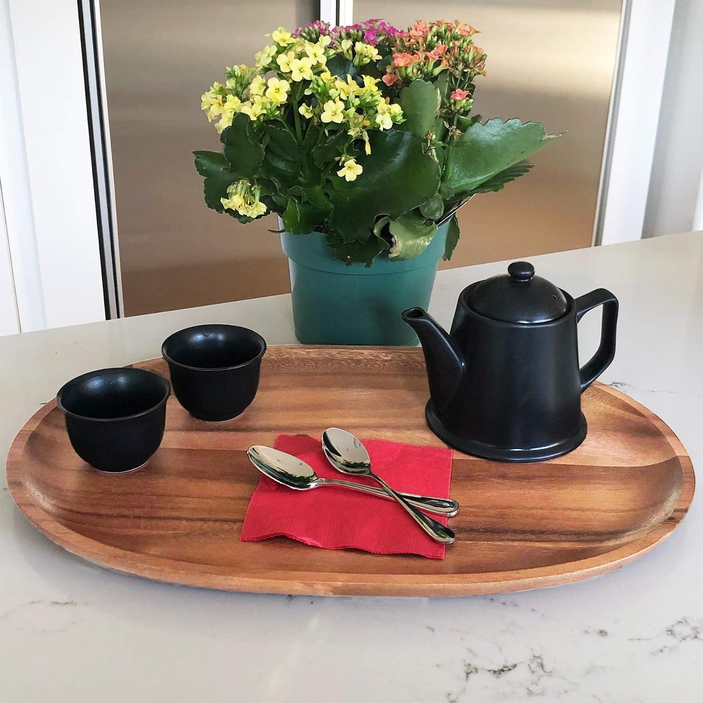 Woodard &amp; Charles Acacia Wood XL Oval Serving Tray, 12" x 18", 12 Pack | Serve Charcuterie, Cheese, Tapas, Sushi, Crudites, Appetizers, and More. For Home Entertaining, Parties, Events, and Catering