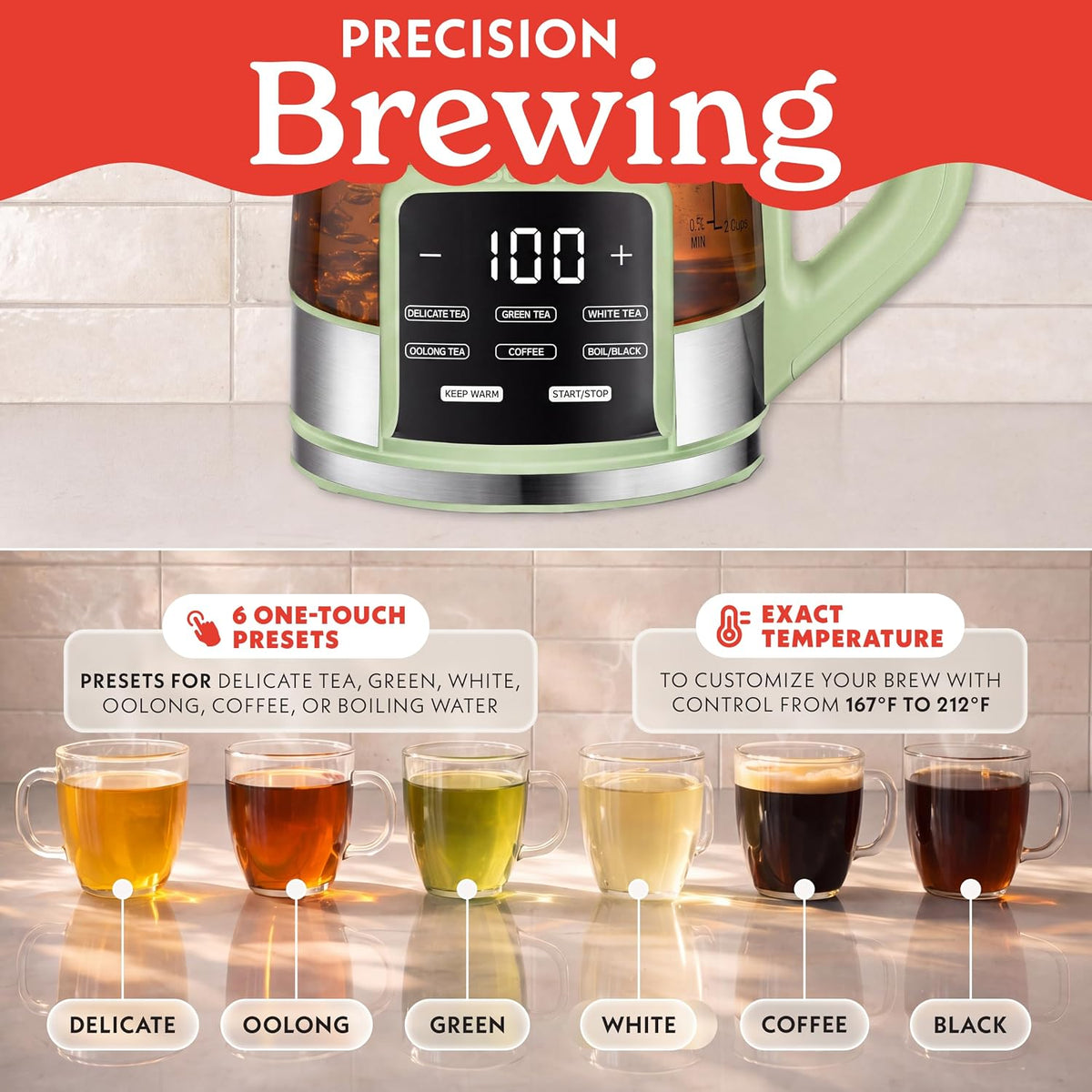 Gourmia Electric Glass Kettle - 1.7L Capacity