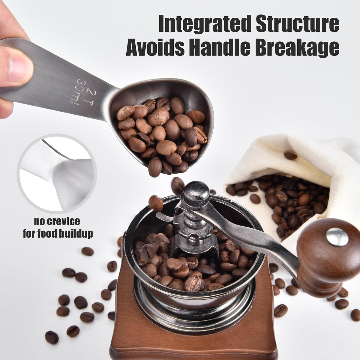 Doosu Stainless Steel 2 Tablespoon Coffee Scoop for Ground Coffee (30ml) | 18/8 Food Grade Metal Heavy Duty Measuring Spoon with Short Handle, Tbsp Scoop for Coffee Beans Tea Sugar Powder Espresso