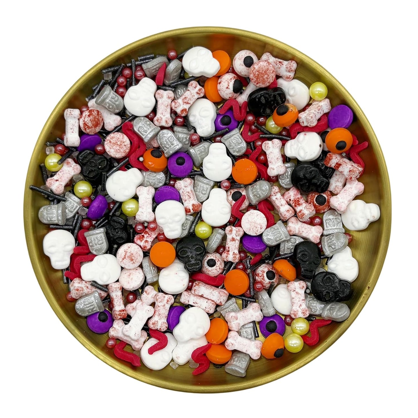 Dynastang Gravestones &amp; Skulls &amp; Mixed Eyes Sprinkles Halloween Edible Eyes Cake Decoration Cupcake Toppers Cookie Decorating Perfect for Cakes, Cupcakes, Desserts Toppings 3OZ