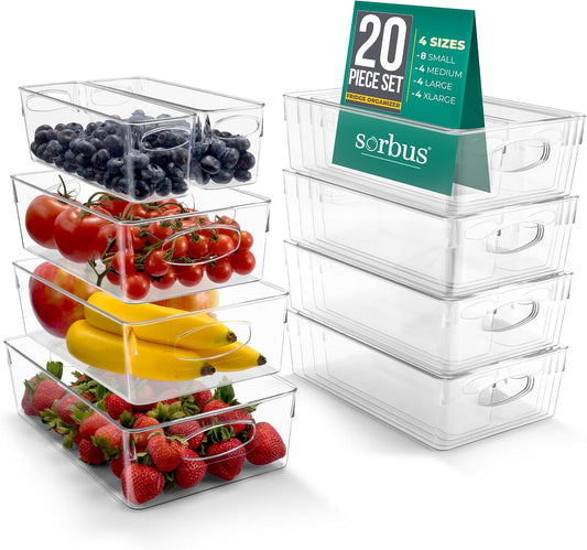 Sorbus Fridge Organizers and Storage, Clear Bins (20 Pack)