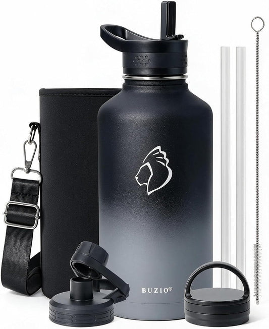 BUZIO Half Gallon Water Jug Insulated Stainless Steel (Cold for 48 Hrs)