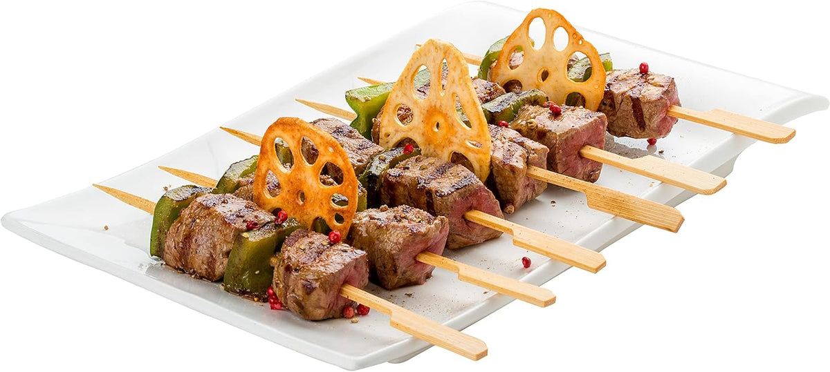 200 Count | KingSeal Natural Green Bamboo Wood Paddle Picks, Skewers for Appetizers and Cocktails, 3.5 Inches - 2 Packs of 100