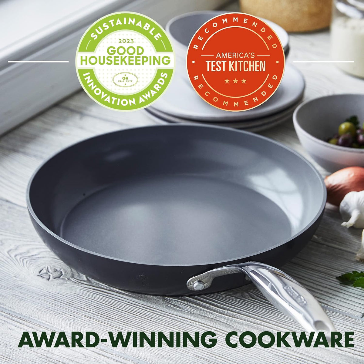 GreenPan Valencia Pro Hard Anodized Healthy Ceramic Nonstick 10" Frying Pan Skillet, PFAS-Free, Induction, Dishwasher Safe, Oven Safe, Gray