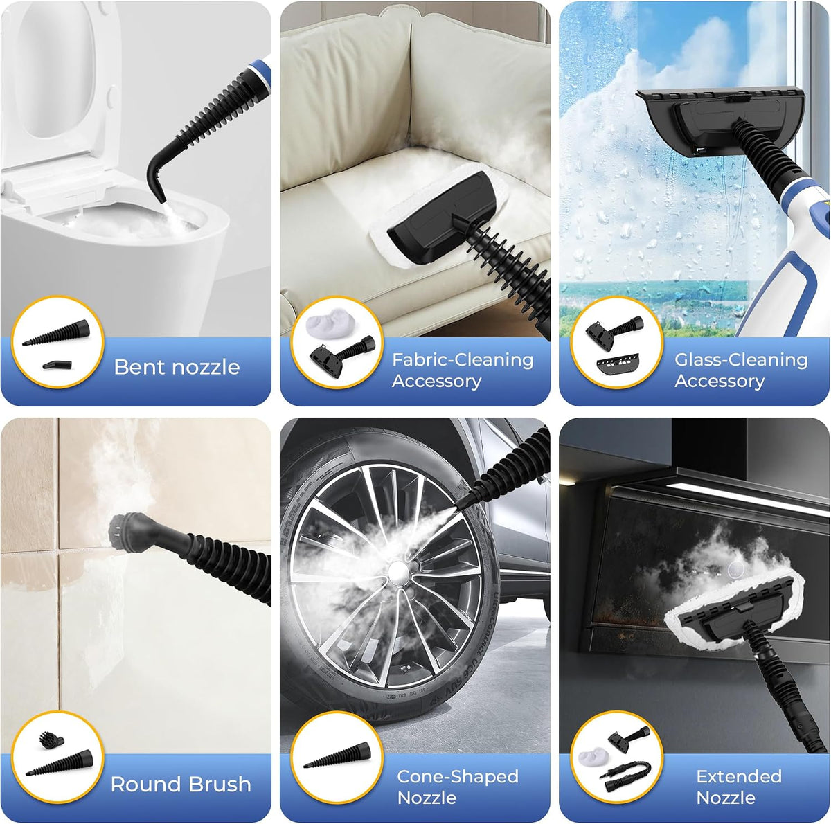 Steam Cleaner, Handheld Steam Cleaner for Home, Pressurized Steamer for Cleaning Carpet, Floor, Upholstery and Car, 13ft Extra-long Power Cord &amp; 11 Multi-Purpose Accessories