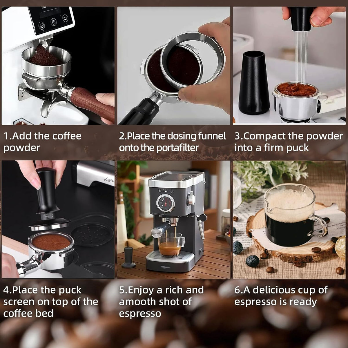 54mm Espresso Accessories Kit - 54mm Tamper Suitable for 54mm bottomless portafilter and 4 OZ Espresso Cups Set of 2 - WDT Tool Dosing Funnel Espresso Machine Accessories Distribution Tool