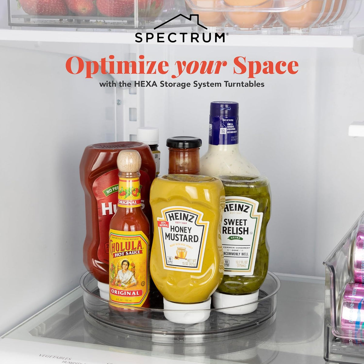 Spectrum Medium Lazy Susan Organizer 9.5 in for Cabinet Refrigerator Pantry Table Rotating Kitchen Storage Spice Rack Fridge