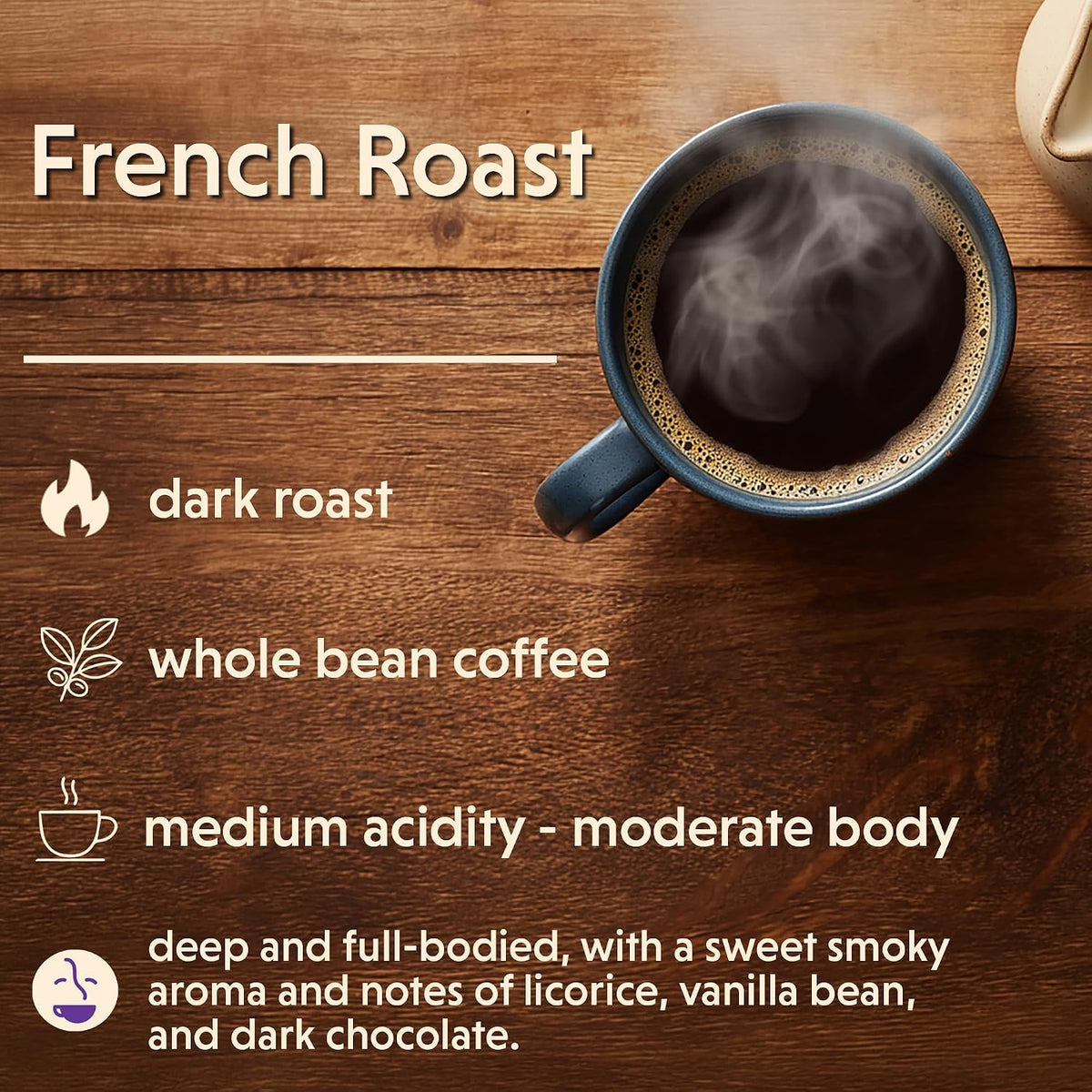 Coffee Bean Direct French Roast, Whole Bean, 1lb Bag | Dark Roast, Bold Blend