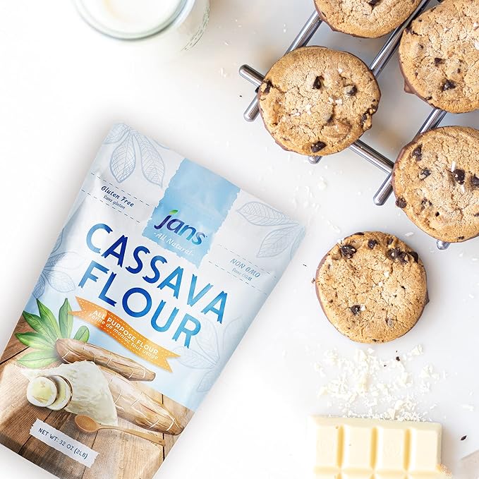 Cassava Flour All-Purpose Flour, 2 lbs (32oz) by Jans | Made from 100% Yuca Root, Non-GMO & Gluten-Free, Grain-Free, Paleo & Vegan Friendly