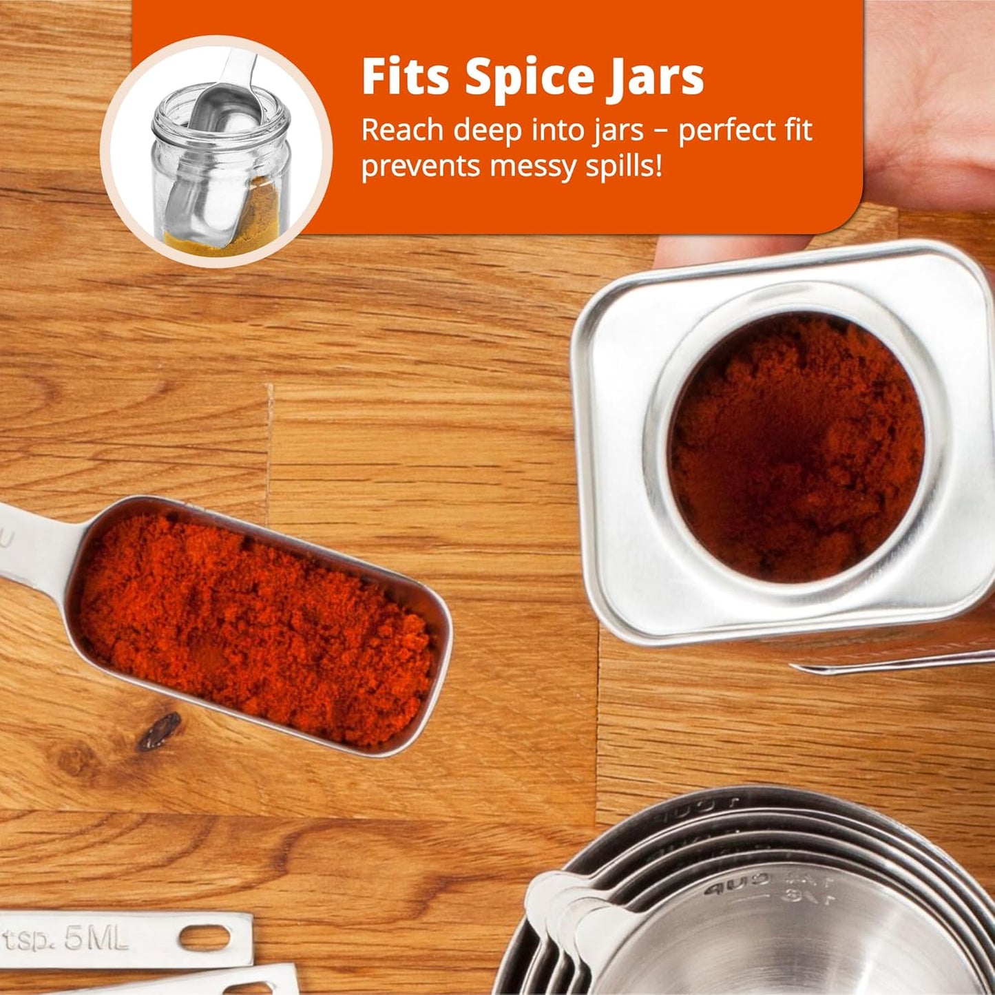 Premium 304 Stainless Steel Measuring Kit - 8-Piece Essential Cups and Spoons for Everyday Use, Stackable &amp; Durable