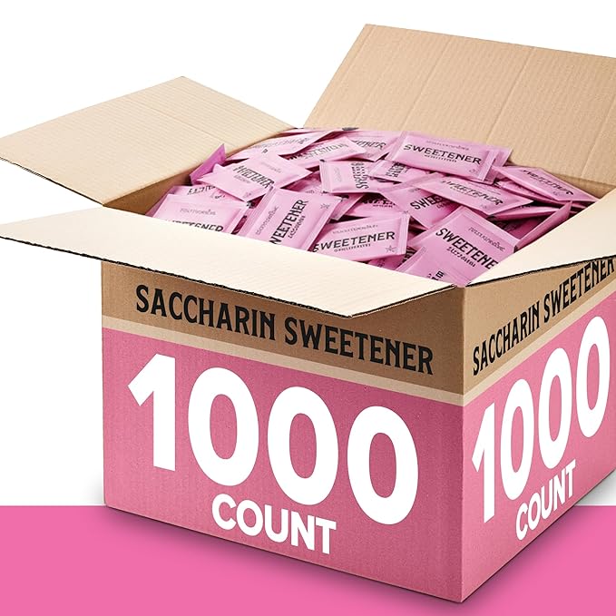 Zero Calorie Sweetener Packets (1000 Count) Pink Saccharin Sugar Substitute – Kosher Certified by Star-K, Artificial Sweetener for Coffee, Tea, and Everyday Use