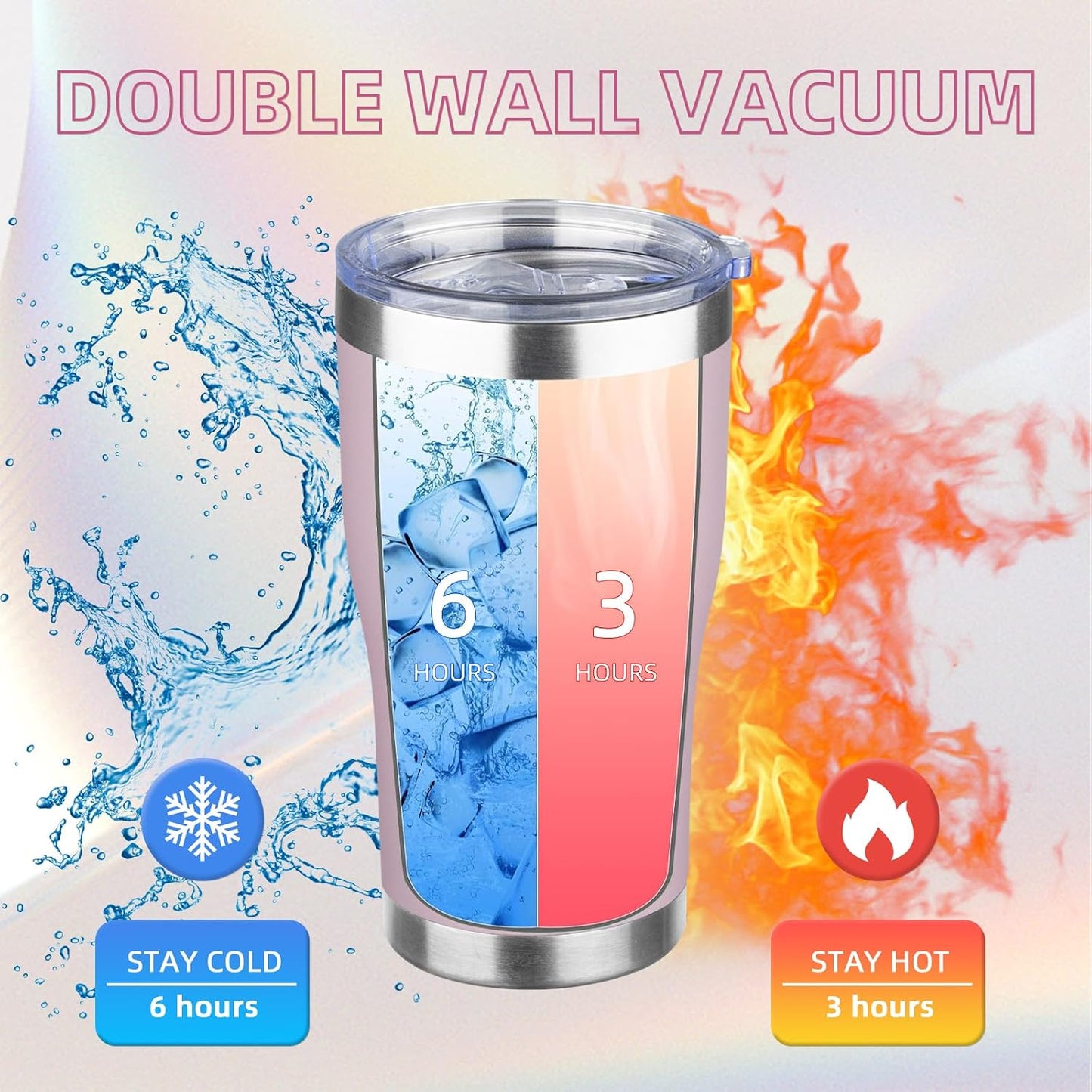 MEZMUT 20oz Insulated Tumbler with Lid Straw Travel Coffee Mug (Lavender) | Double Wall Vacuum Hot Iced Insulated Travel Cup Stainless Steel Mug Leakproof Powder Coated Metal Tumbler for Men Women