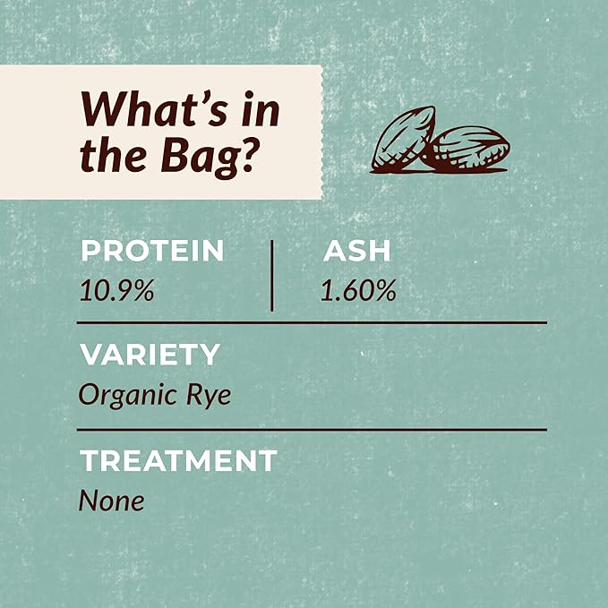 100% Organic Whole Dark Rye Flour - 25 lbs…