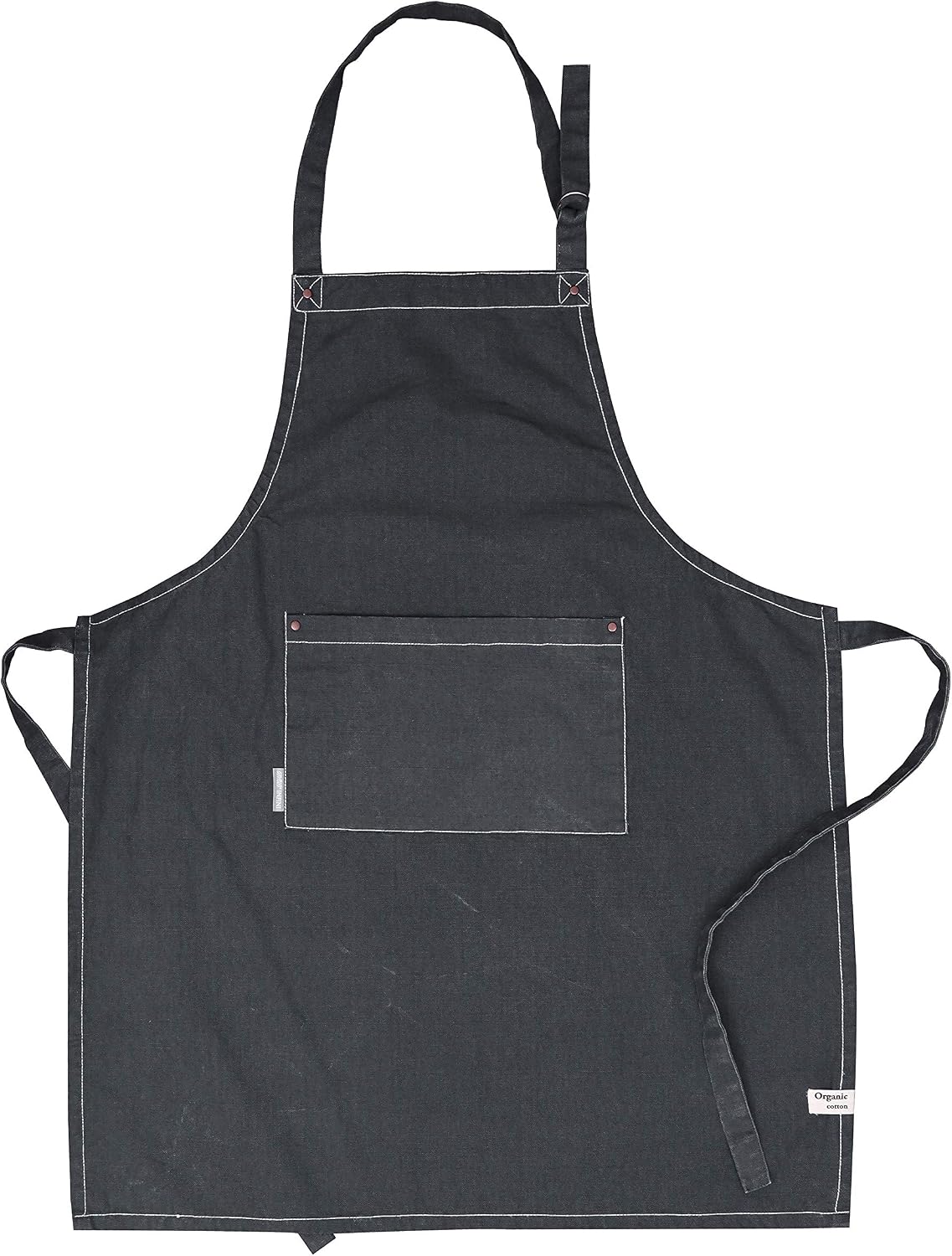 Cotton Solid Aprons for Women with Pocket, Adjustable Strap and Waist Ties Washed Chef Aprons for Cooking, Baking and Gardening (27.5 x 33 Inches - Gray)