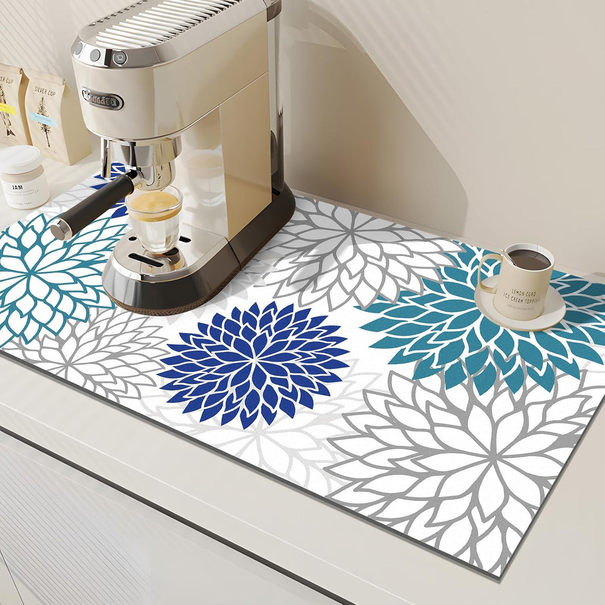 Findosom 2Pcs Dish Drying Mat &amp; Sink Splash Guard, Absorbent Coffee Mat