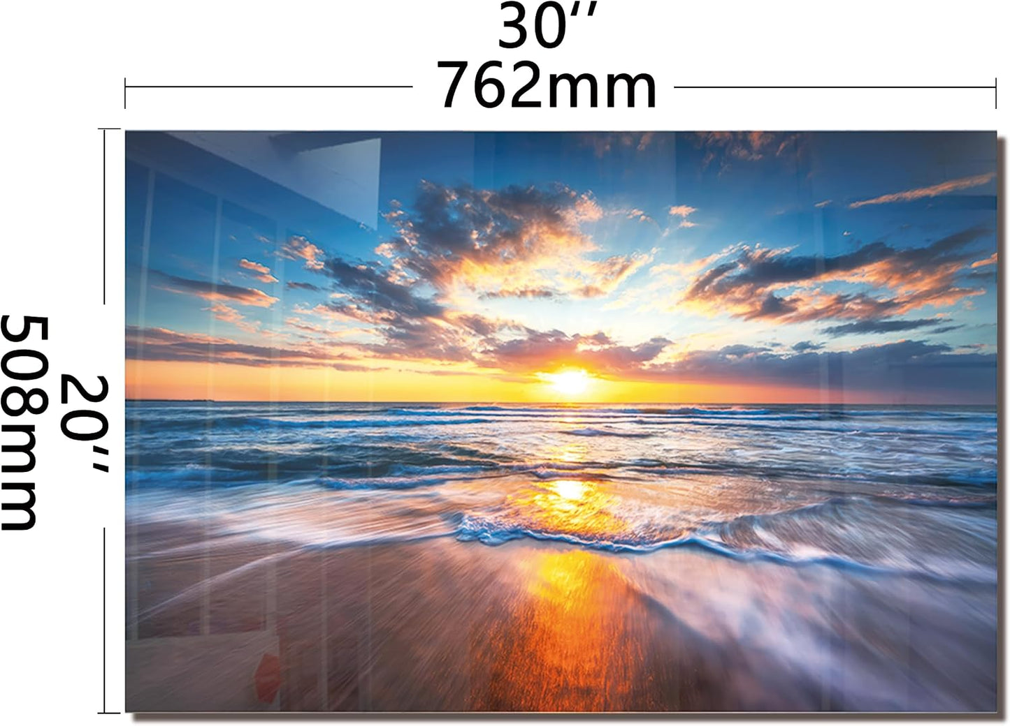 DAIFURONGE Tempered Glass Backsplash for Kitchen,Sea Beach Design,30"x20" | Behind Stove Back Splash Panel Protector, Easy to Clean, Kitchen Wall Decorative