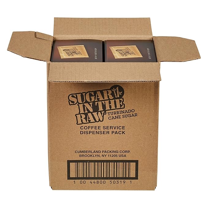Sugar In The Raw Granulated Turbinado Cane Sugar On The Go Packets, No Erythritol, Pure Natural Sweetener, Hot & Cold