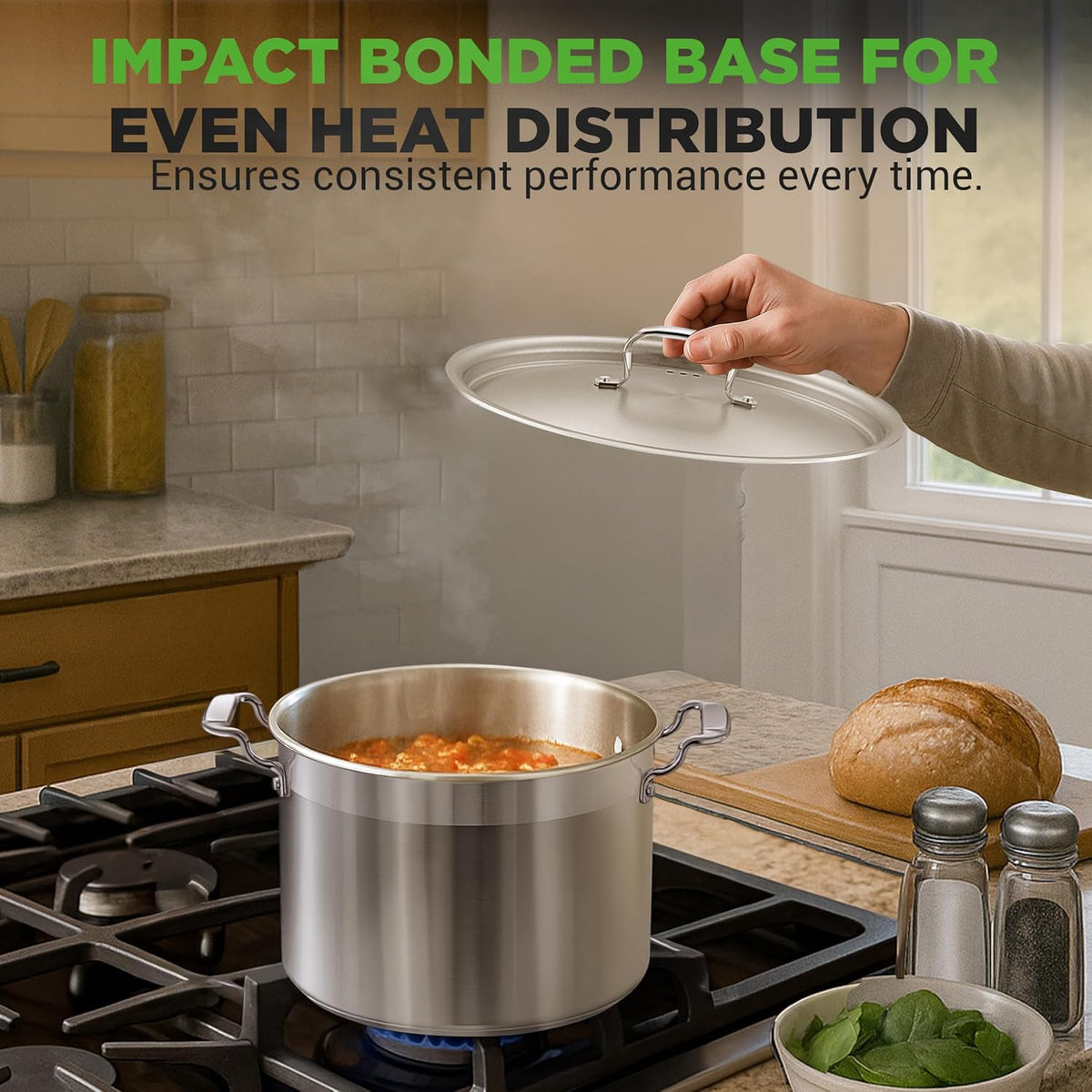 NutriChef 8 Qt Heavy-Duty Stockpot with Stainless Steel Lid - Induction Compatible Cooking Pot, Ideal for Soups and Stews