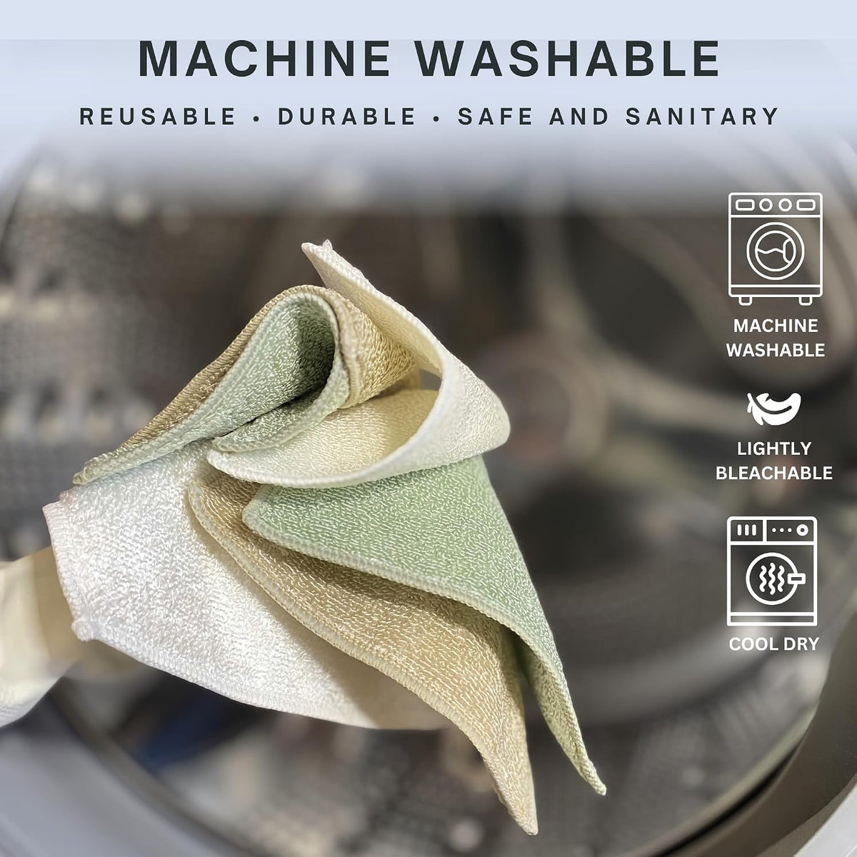Dishcloths Kitchen Dishrag Cleaning Scrub Reusable 6pk 6x7in | Bamboo-Rayon, Absorbent, Scrub-Non-Scratch, Washable, Durable, Fast-Drying, Multi-Surface, Hand-Sized, Household Cleaning