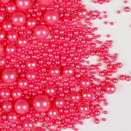 Deep Pink Pearl Sprinkles, Edible Candy Sugar Pearls, 150g/5.29oz, Pink Sprinkles for Cake Decorating, Baking Cake