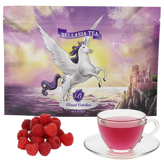 Bellasia Tea Could Catcher Raspberry Tea for Kids Using Real Fruit Pieces - Caffeine Free Herbal Tea Blend with Real Ingredients &amp; Balanced Flavor- Add Loose Leaf Tea to Your Child’s Routine for A Fun &amp; Tasty Drink