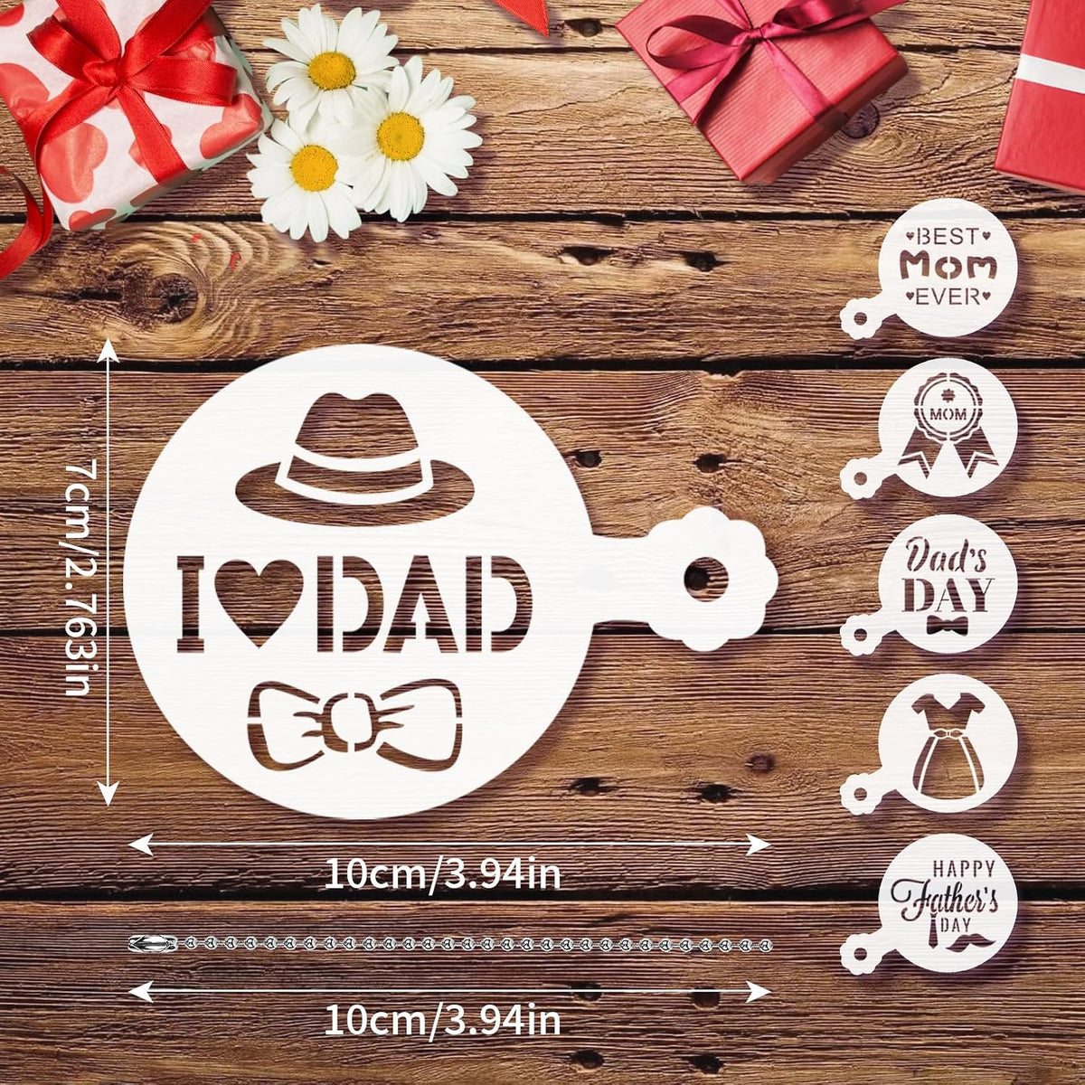 JULBEAR 36Pcs Mother's Father's Day Cookie Cake Stencil Templates | Reusable Mold Tools, Birthday Wedding Party Royal Icing Cake Coffee Dessert Decoration Supplies, Mother's Father's Day