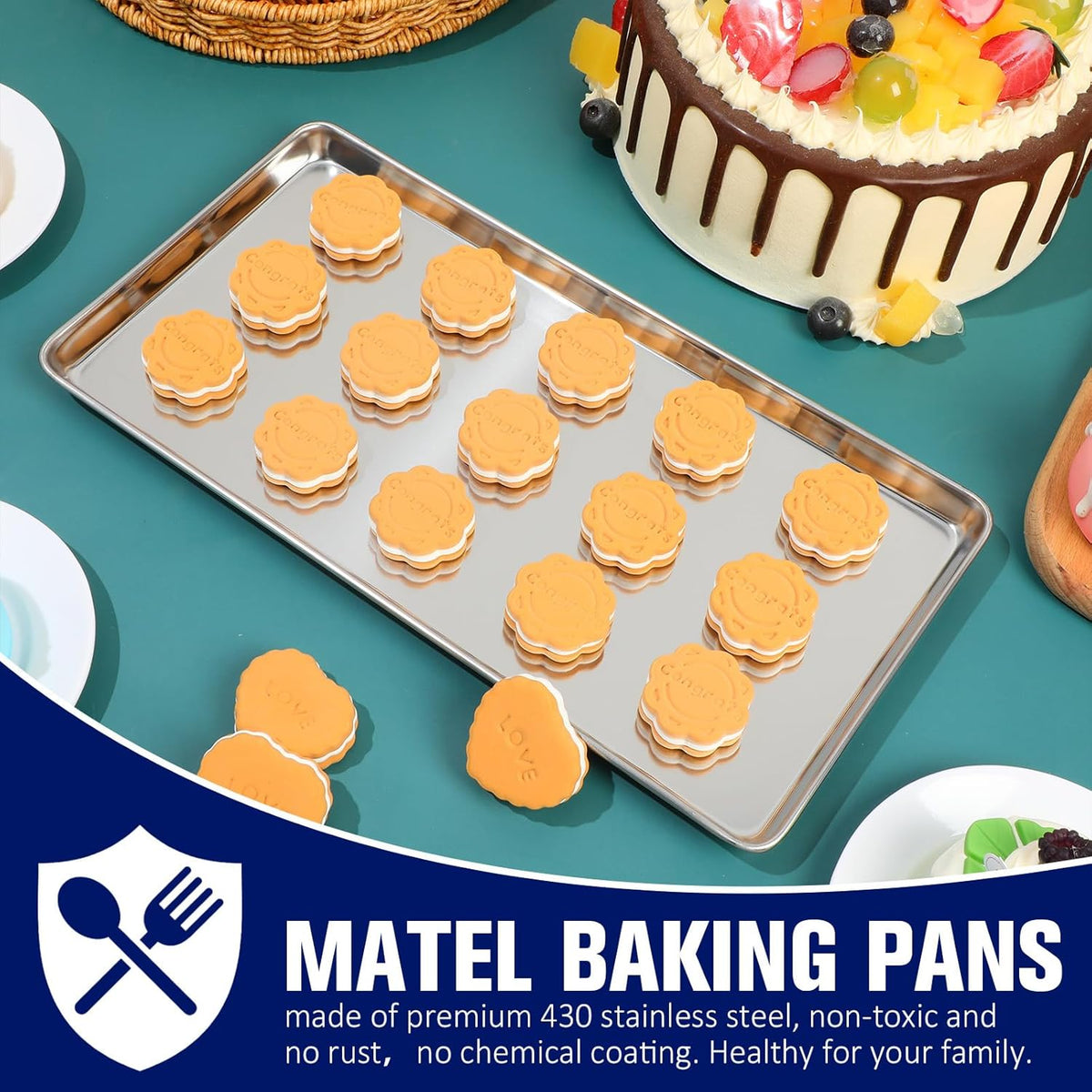 Mimorou 12 Pcs Stainless Steel Baking Sheet Cookie Pans, 13 x 6.7 Inch