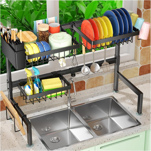 SNSLXH 2-Tier Over The Sink Dish Drying Rack, Kitchen Dish Drying Rack