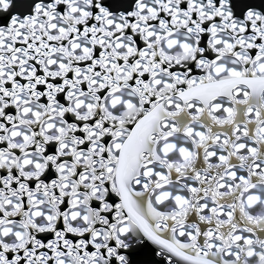 Silver Pearl Sprinkles for Cake Decorating, 6 Sizes Edible Pearls Sugar