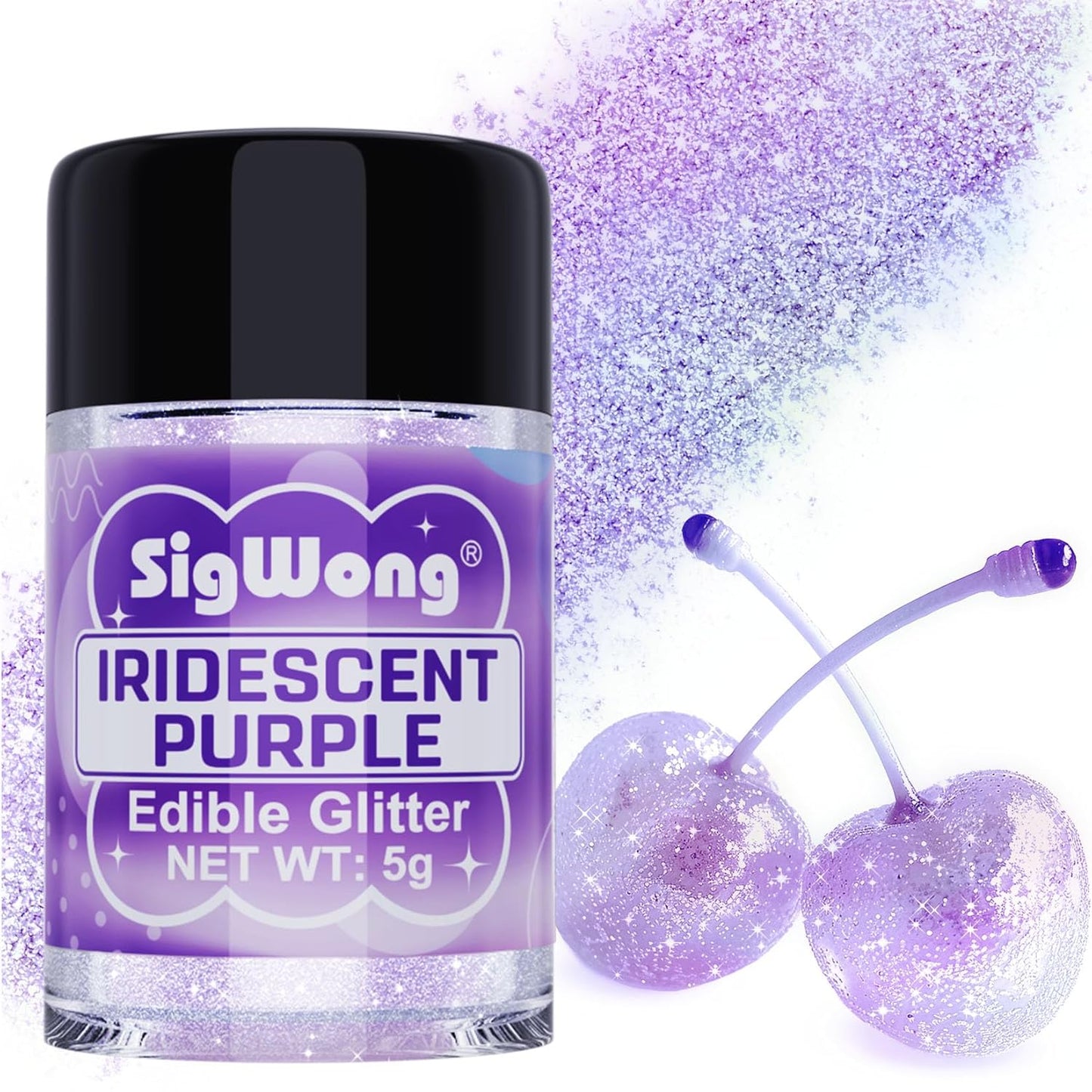 Iridescent Purple Edible Glitter - 5g Food Grade Cake Decorating Shimmering Glitter, Edible Sprinkle