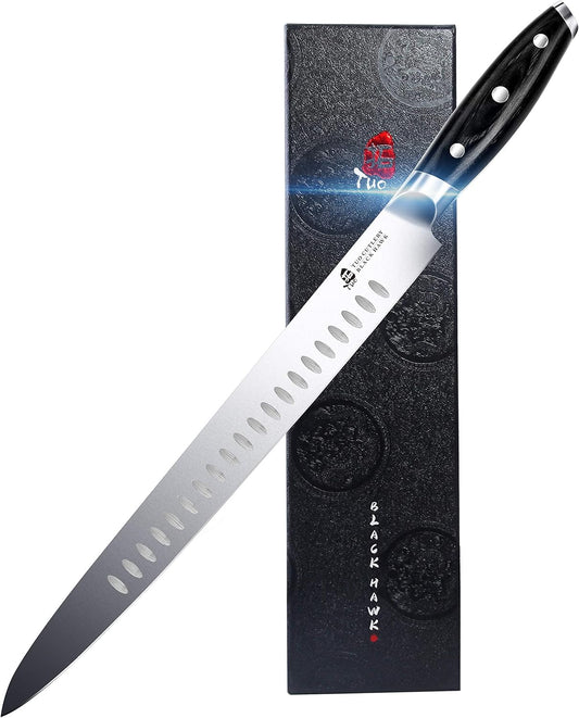 TUO Carving Knife - 12 Inch Brisket Carving Knife for Meat and Turkey - High Carbon German Steel - Pakkawood Handle with