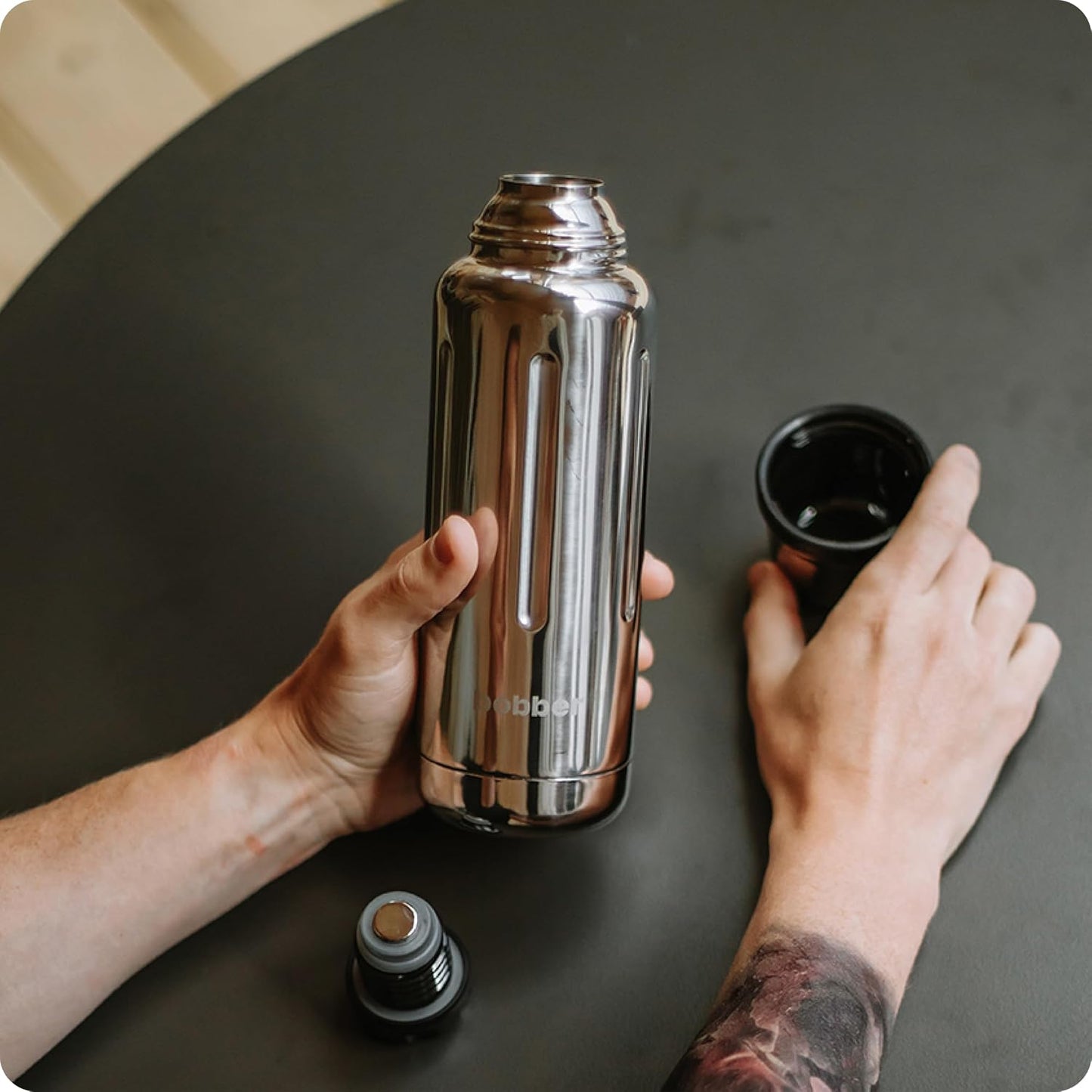 BOBBER 16 oz Stainless Steel Insulated Bottle – 24 Hours Hot – Dishwasher Safe Small Thermo for Hot Drinks – Leak Proof, Insulated Thermo Flask for Tea and Coffee, for Men and Women (Glossy)