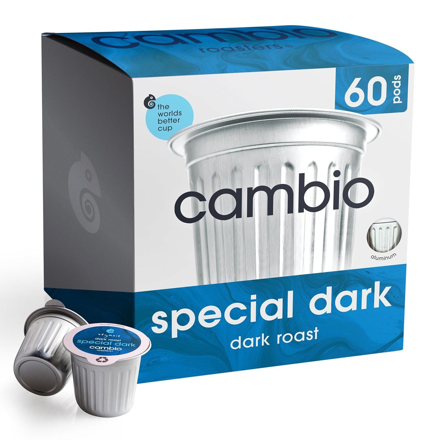 Cambio Roasters Dark Roast Coffee Pods - Recyclable Aluminum Pods, 60ct | Lower Acid Special Dark Roast Organic Coffee in Recyclable Aluminum Coffee Pods. Compatible with Keurig® Brewers.