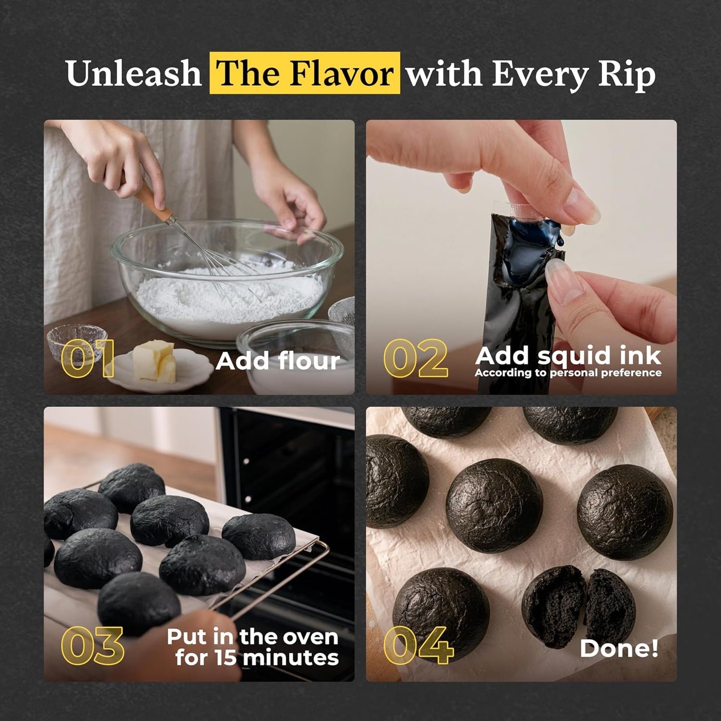Black Hut Squid Ink for Cooking, Cuttlefish Ink, 5g x 20 Pack, 3.53 oz | Natural Squid Ink Pasta, Black Food Coloring, Calamari Ink for Rice Noodles Spaghetti Risotto, Halal Certificate