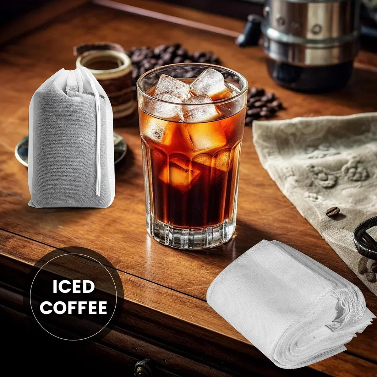 Cold Brew Bags, 120 Count Brew Coffee Filter Bags, 4x6 Inch | Disposable Fine Mesh Drawstring Pouches, Fits Mason Jars &amp; French Press, Ideal for Cold Brew, Coffee, Tea, Herbs &amp; Spices
