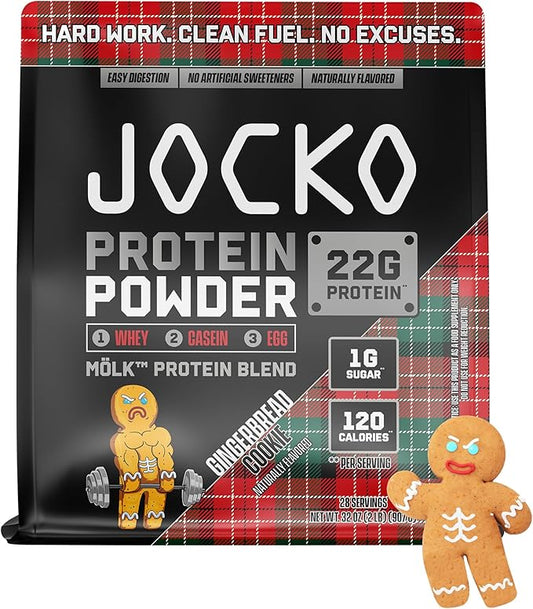 Jocko Mölk Whey Protein Powder - Keto, Probiotics, Grass Fed, Digestive Enzymes, Amino Acids, Low Sugar Monk Fruit Blend -