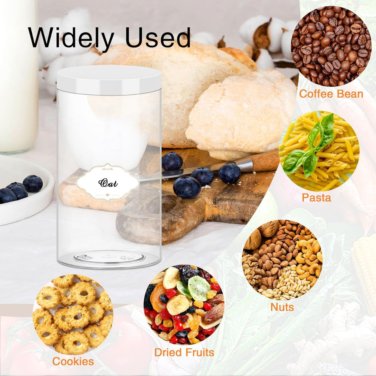 PeacePeo 32 OZ Plastic Jars with Lids, 16 Pack Large Storage Containe