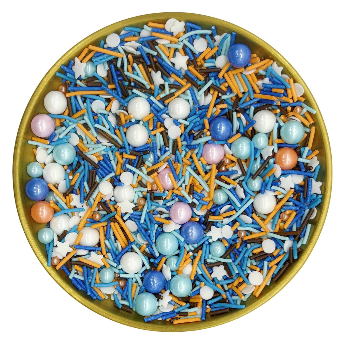 Dynastang Blue &amp; Orange &amp; White Sprinkles Mixed Style Edible Cake Decorations Cupcake Toppers Cookie Perfect for Cakes, Cupcakes, Desserts Toppings 3OZ
