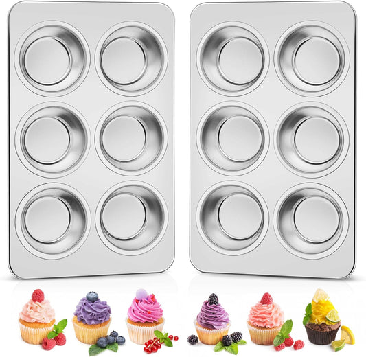 Homikit Stainless Steel Muffin Pans 6 Cups