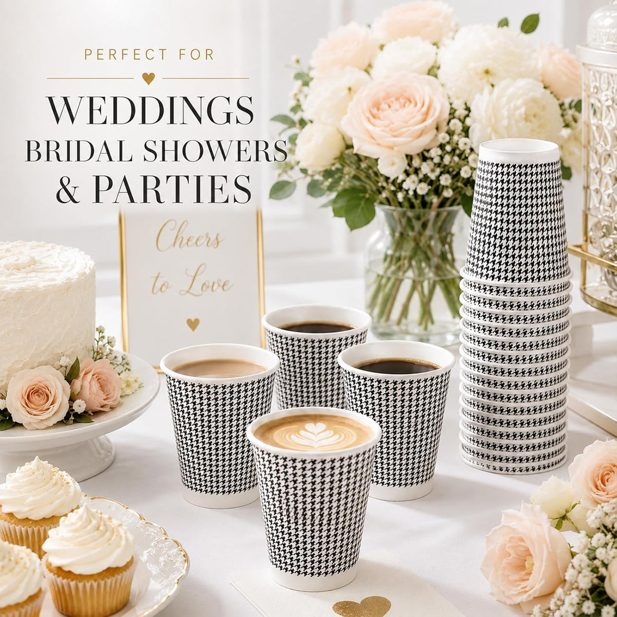 TOPtoper 8 oz Coffee Cups 200 Pack【WITHOUT LIDS】 Insulated Corrugated Disposable Paper Cups To Go, Double Wall Paper Hot Cups Bulk for Hot Beverage or Cold Drinks