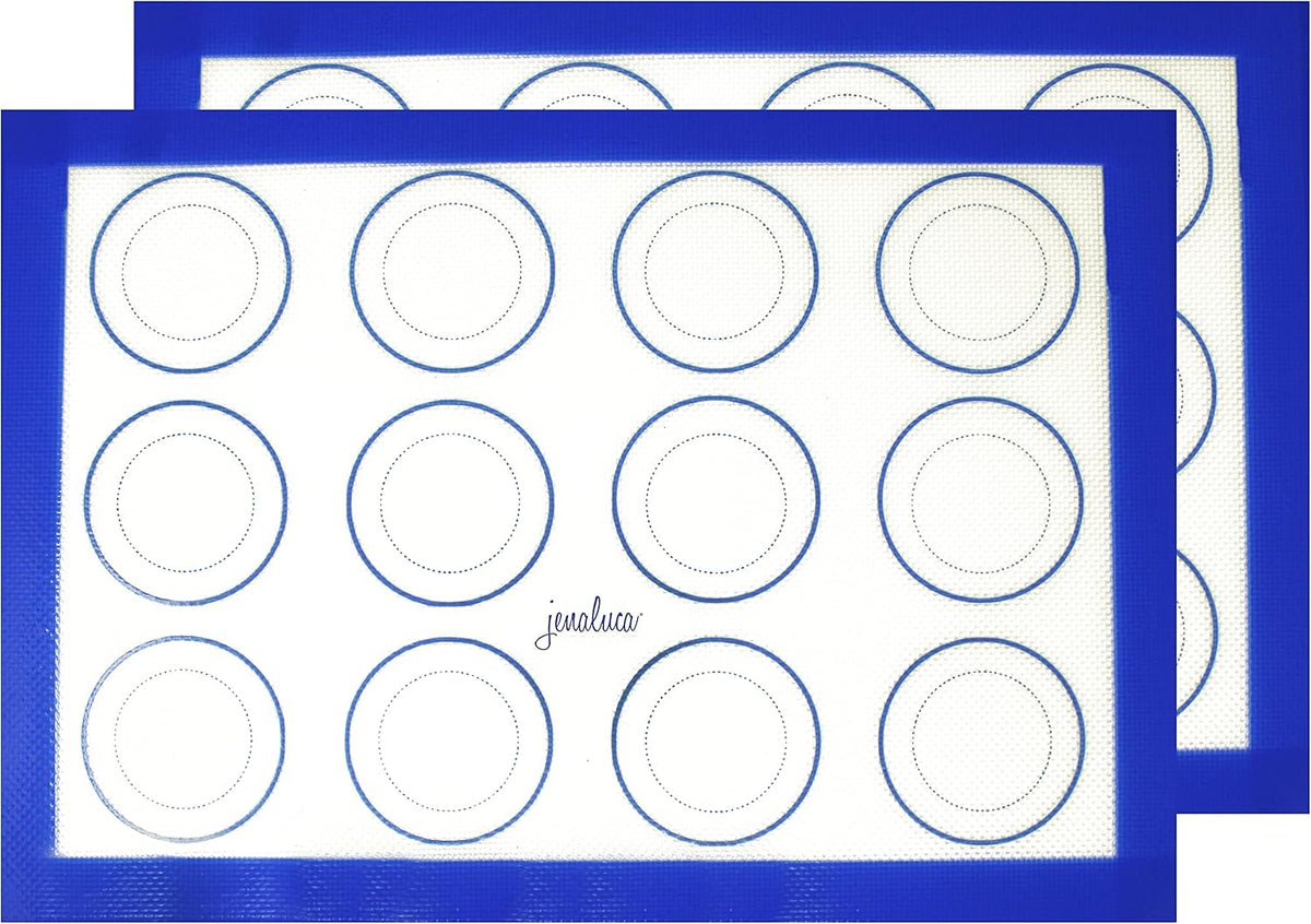 Silicone Baking &amp; Cookie Mats 2 Pack, Non-Stick, 16.5 x 11.6 in | Food grade silicone liner with cookie measurements. Heat resistant to 480F, dishwasher safe, non-slip.
