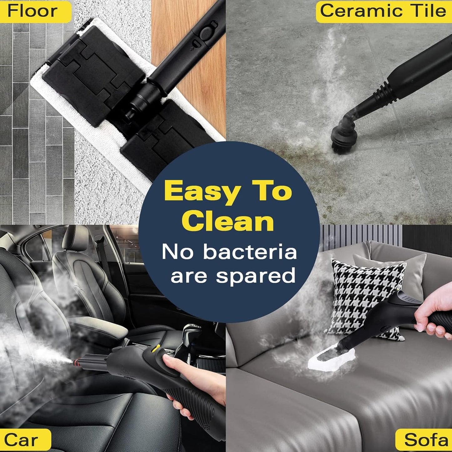 Steam Cleaner, Multipurpose Powerful Steamer with 21 Accessories, 248°F High-Temperature Steam for Floors, Grout, Tiles, Carpet, Cars