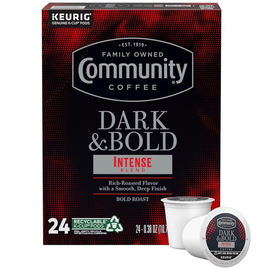 Community Coffee Dark & Bold Intense Blend 24 Count Coffee Pods, Compatible with Keurig 2.0 K-Cup Brewers, 24 count (Pack of