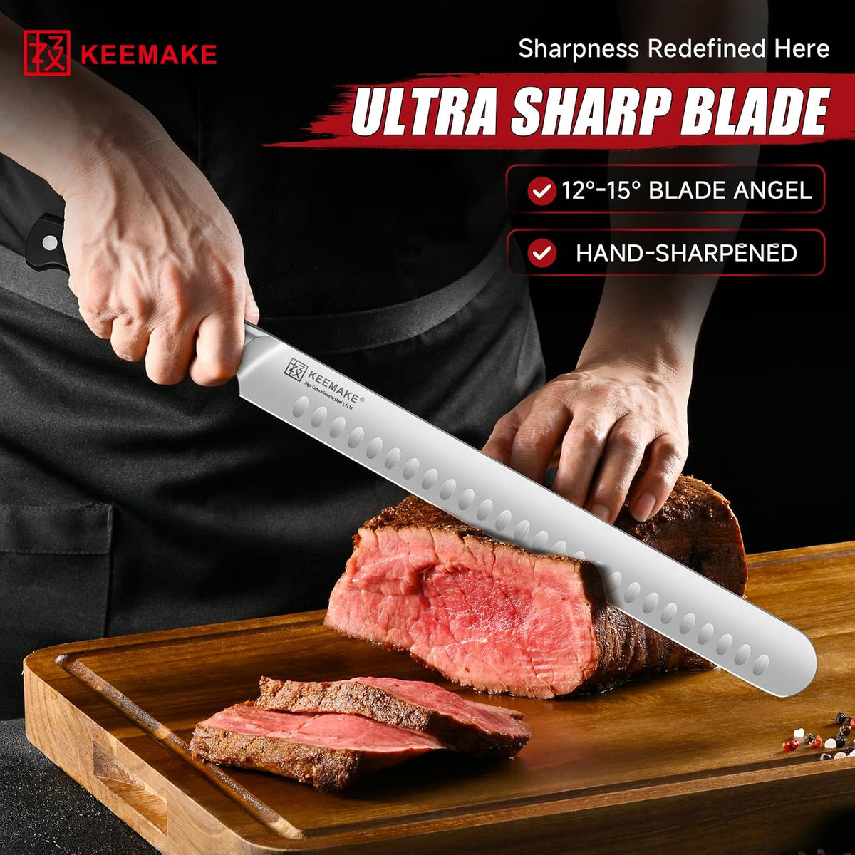 KEEMAKE Carving Knife Set, Brisket Slicing Knife &amp; Boning Knife For Meat