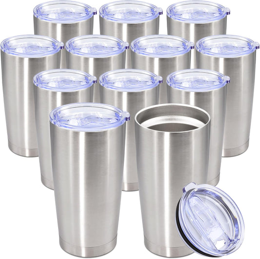 20oz Tumbler Bulk Stainless Steel Tumbler Cup with Lid Vacuum Insulated Double Wall Travel Mug, Durable Powder Coated Travel
